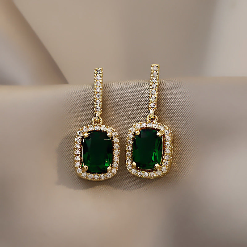 geometric alloy rhinestone earrings