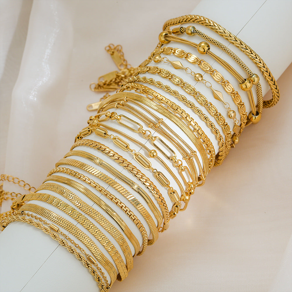 Letter Solid Color Stainless Steel Bracelets