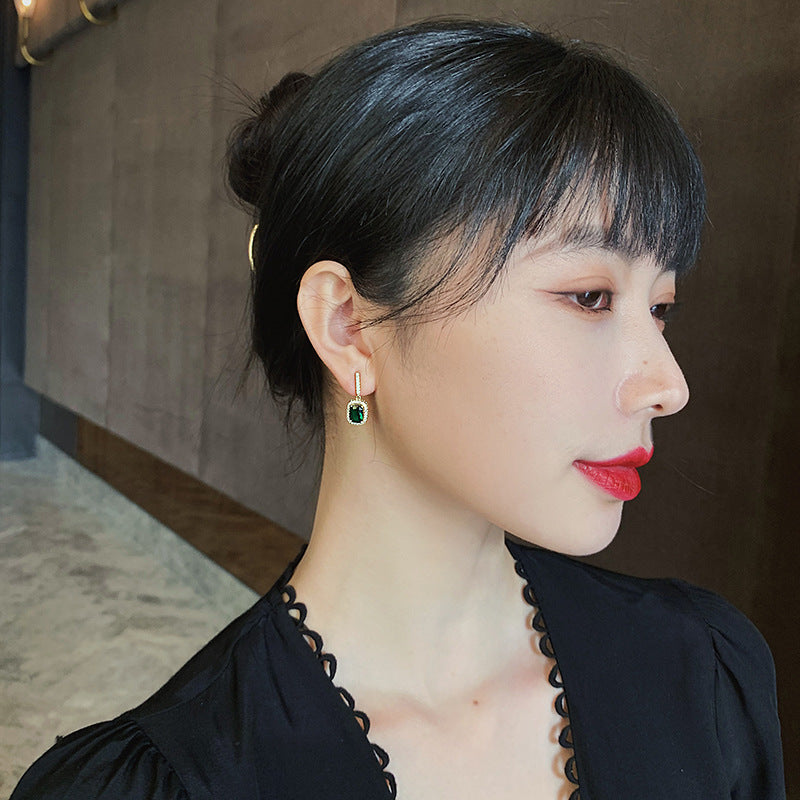 geometric alloy rhinestone earrings