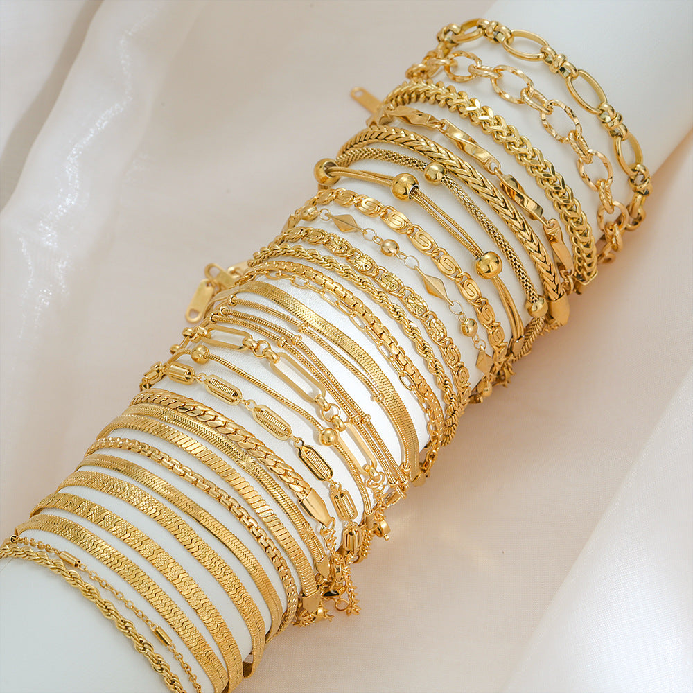 Letter Solid Color Stainless Steel Bracelets