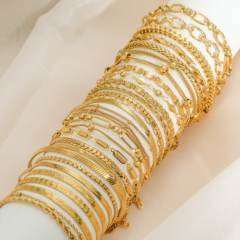 Letter Solid Color Stainless Steel Bracelets