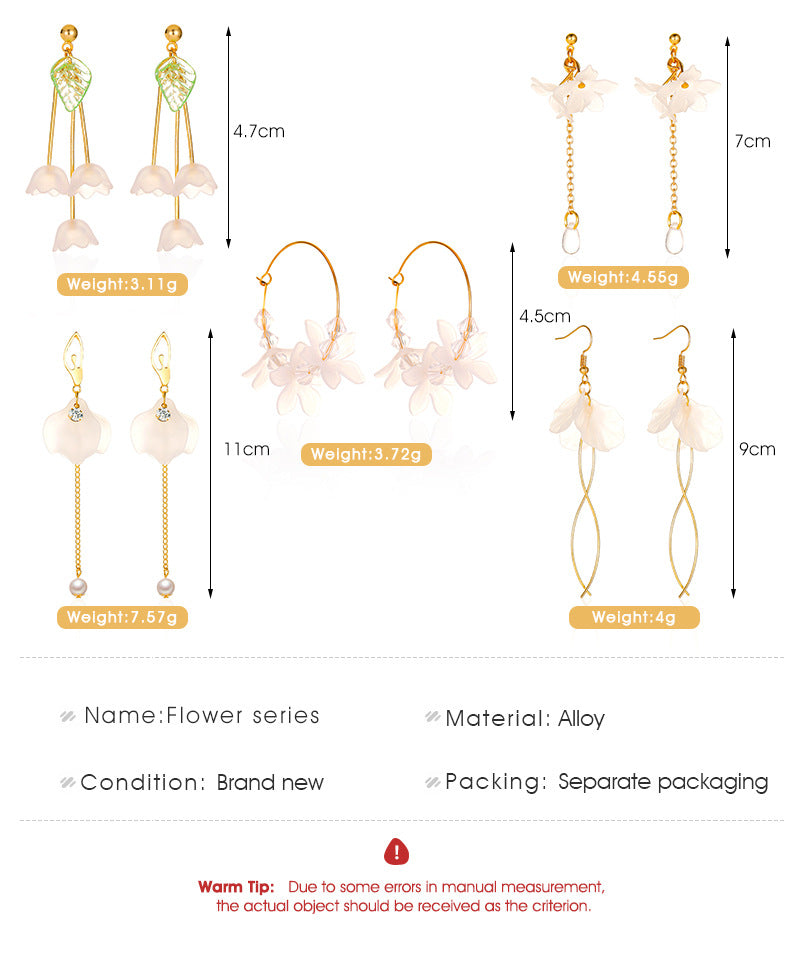 Flower Alloy No Inlaid Drop Earrings