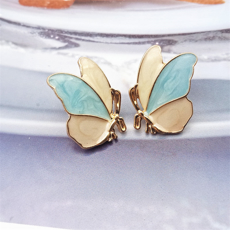 sweet butterfly alloy enamel ear studs