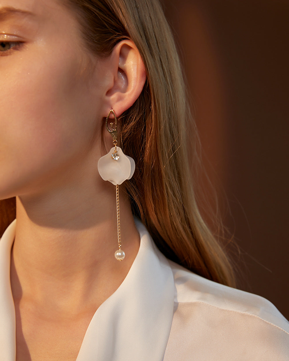 Flower Alloy No Inlaid Drop Earrings