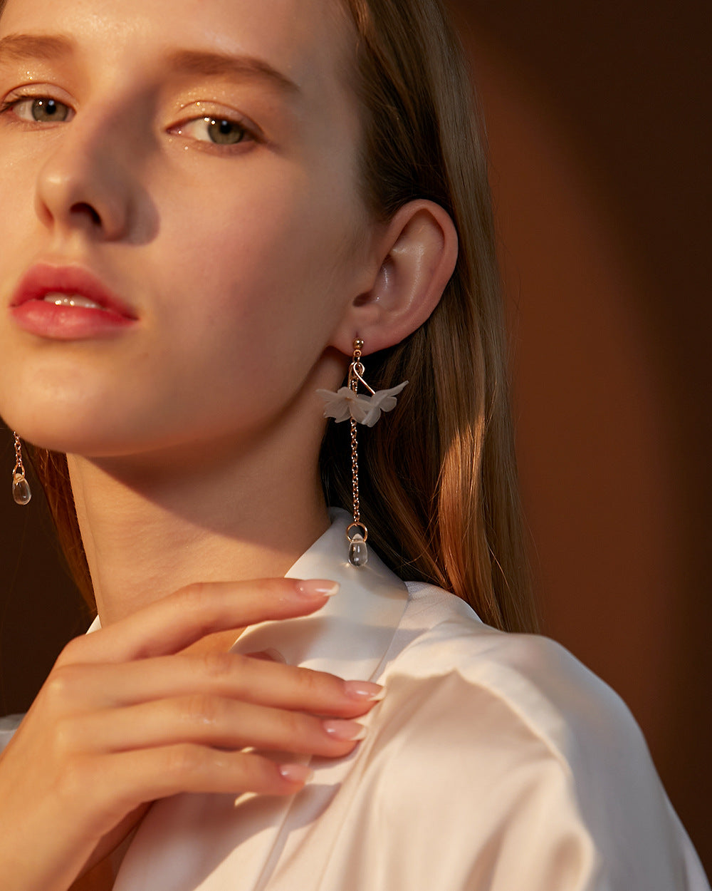 Flower Alloy No Inlaid Drop Earrings
