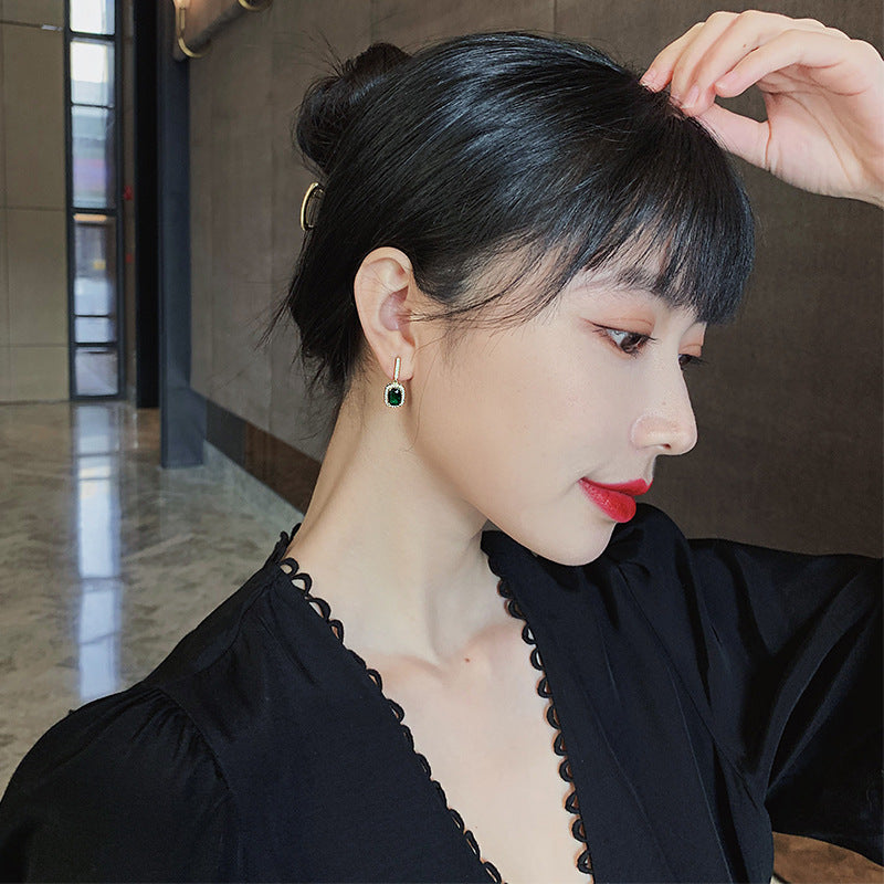 geometric alloy rhinestone earrings