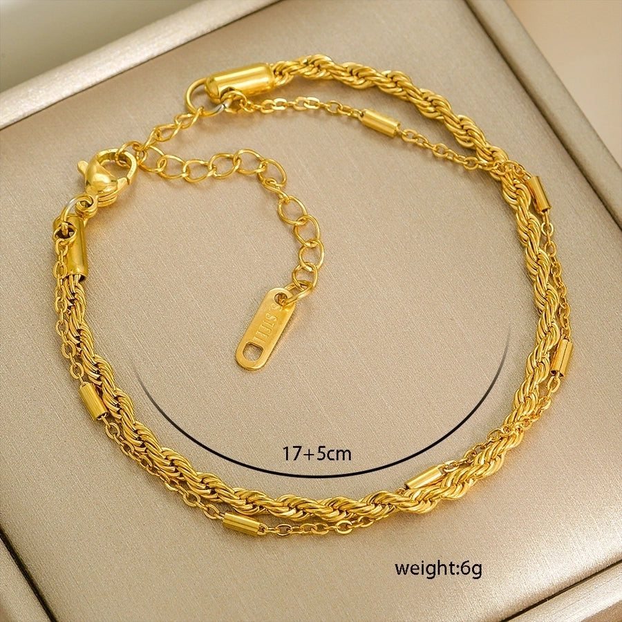 Letter Solid Color Stainless Steel Bracelets