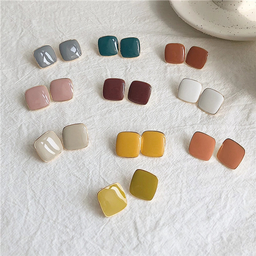 retro square arylic women's ear studs 1 pair
