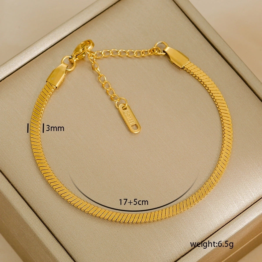 Letter Solid Color Stainless Steel Bracelets