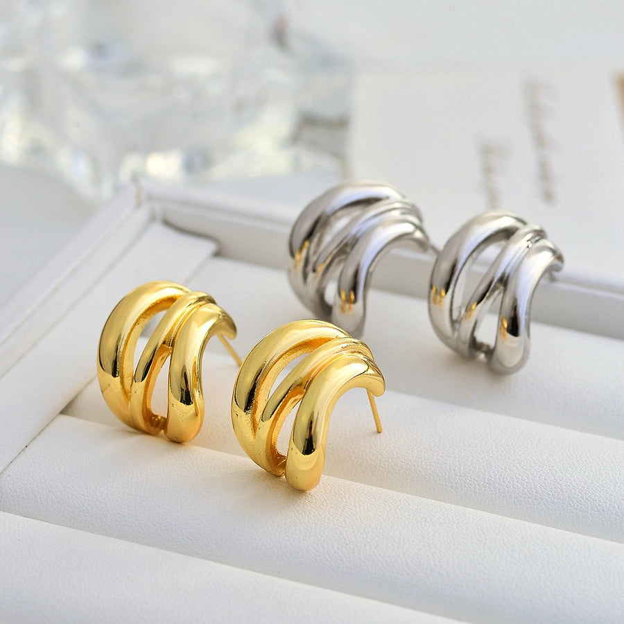 geometric copper ear studs