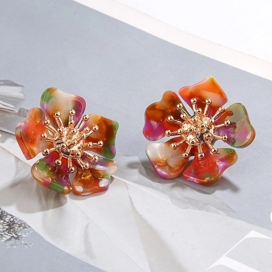 new acetate alloy exaggerated flower earrings