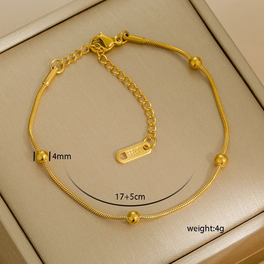 Letter Solid Color Stainless Steel Bracelets