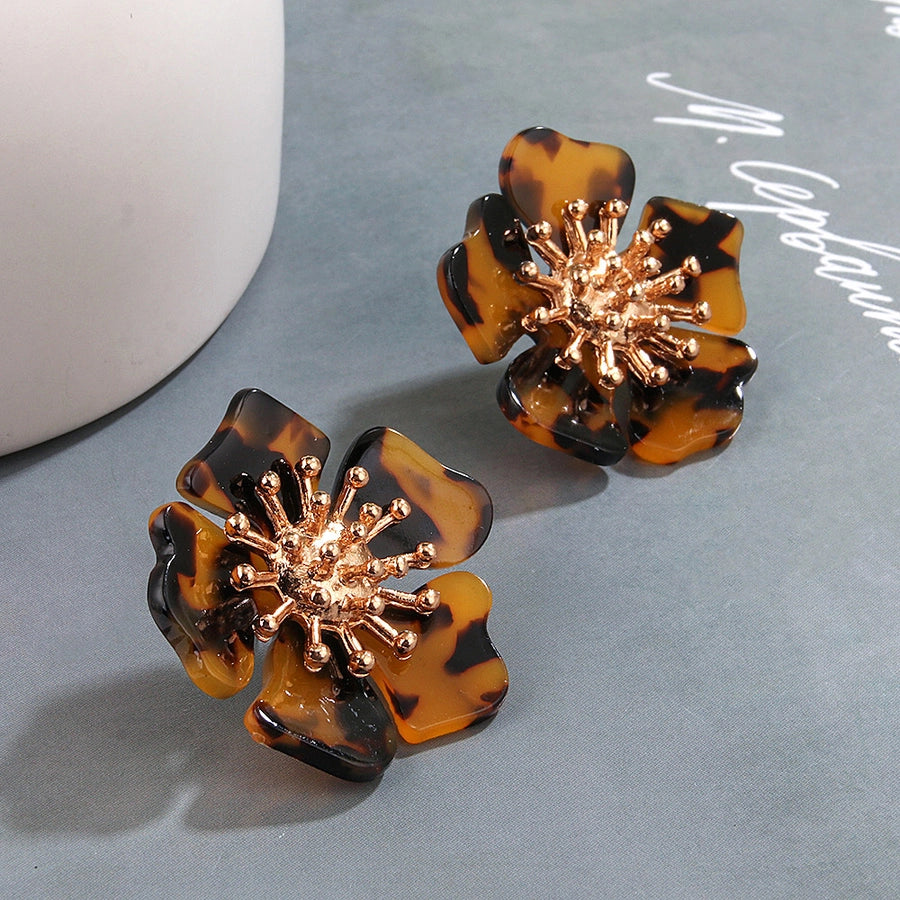 new acetate alloy exaggerated flower earrings