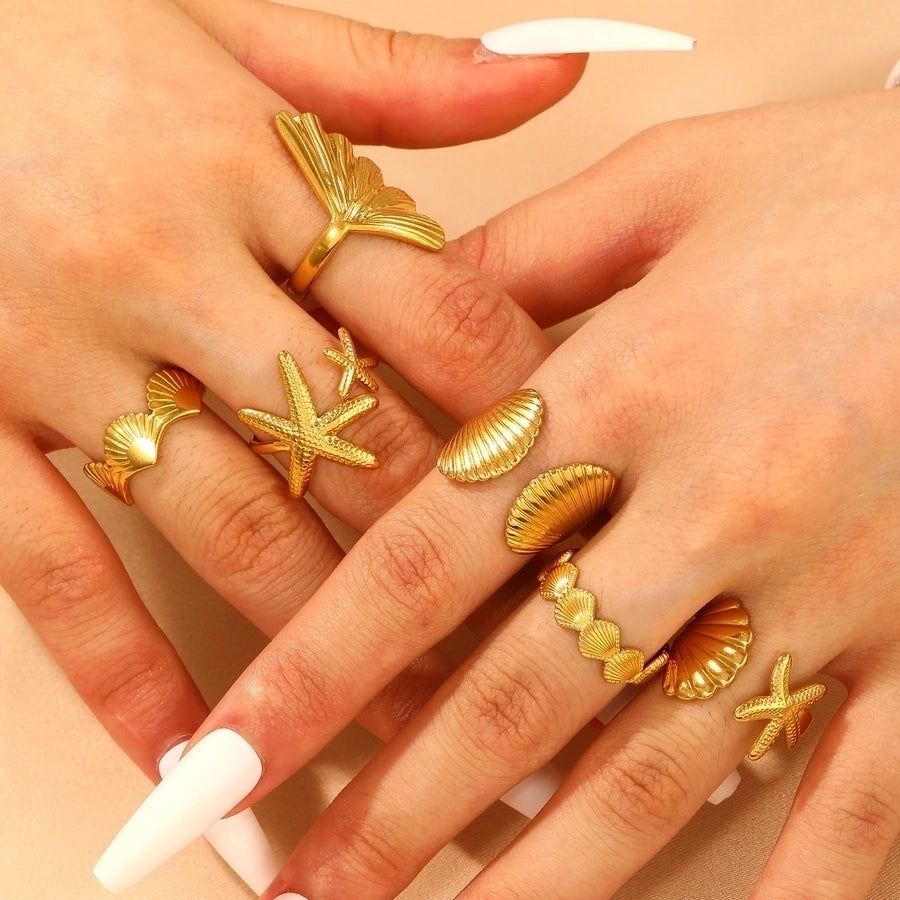 Shell Stainless Steel Open Rings