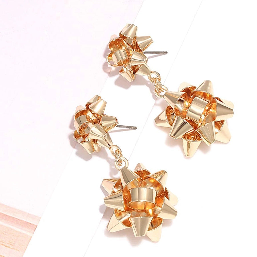 flower metal plating drop earrings