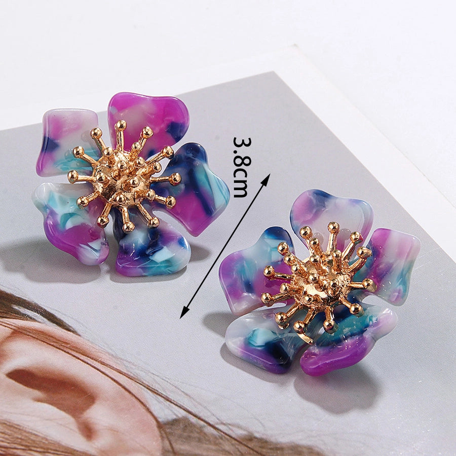 new acetate alloy exaggerated flower earrings