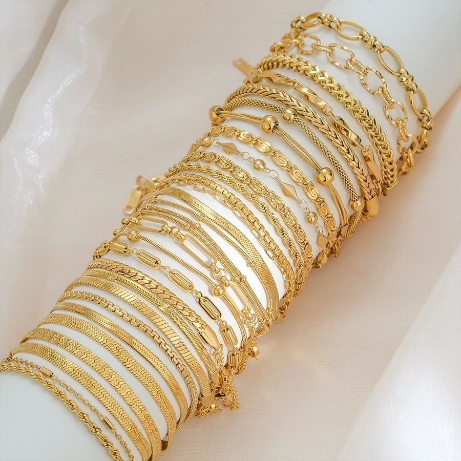 Letter Solid Color Stainless Steel Bracelets
