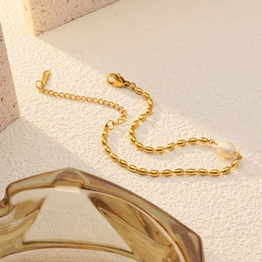 Geometric Stainless Steel Pearl Jewelry Set