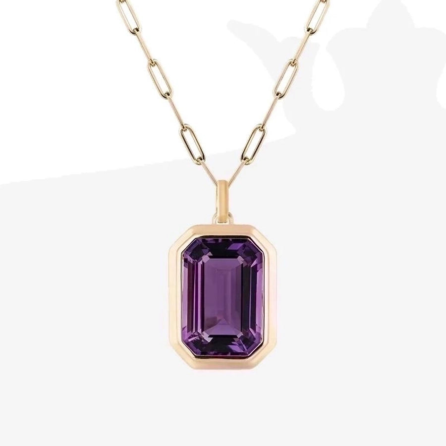 Square Stainless Steel Zircon Necklace