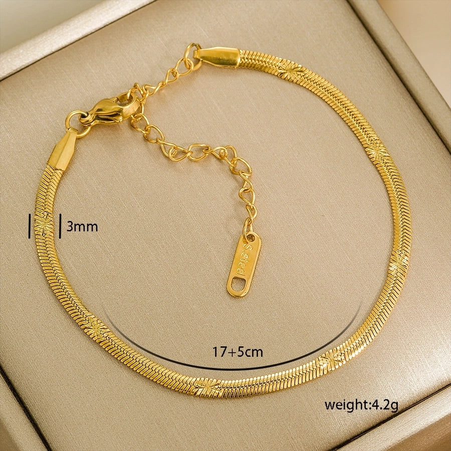 Letter Solid Color Stainless Steel Bracelets