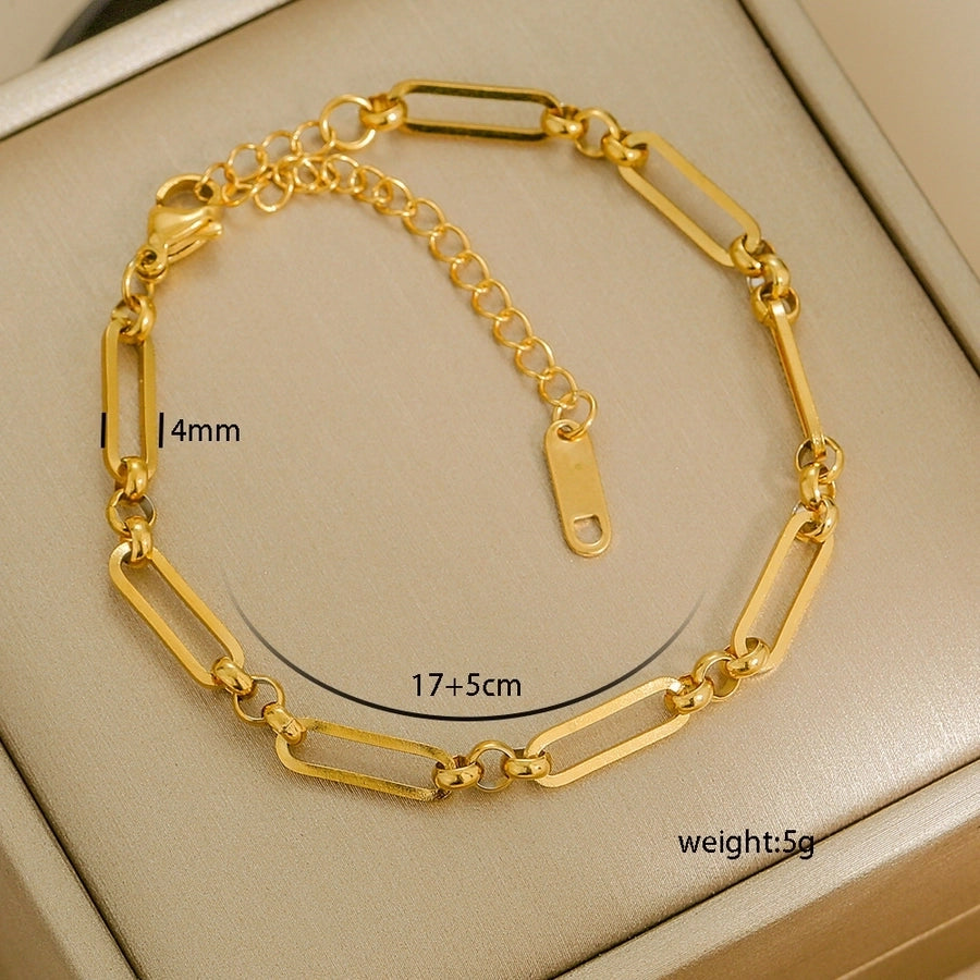 Letter Solid Color Stainless Steel Bracelets