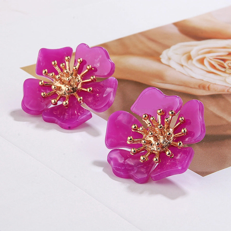 new acetate alloy exaggerated flower earrings