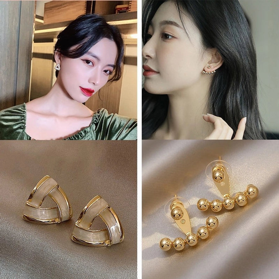 geometric pearls earrings