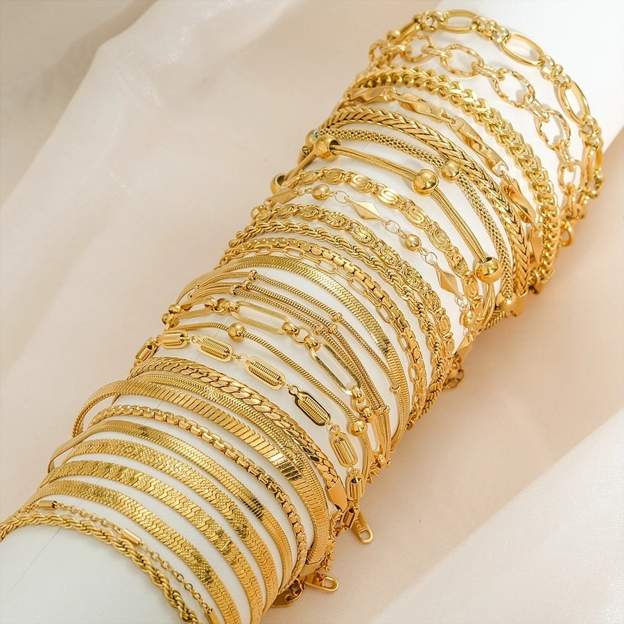 Letter Solid Color Stainless Steel Bracelets