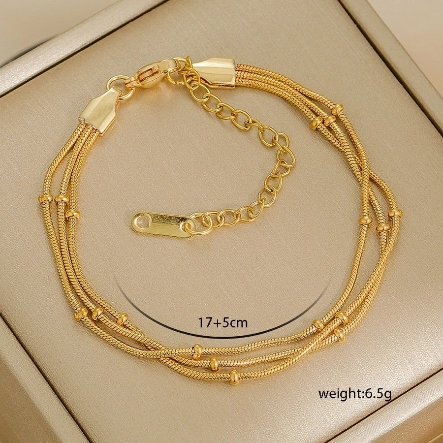 Letter Solid Color Stainless Steel Bracelets