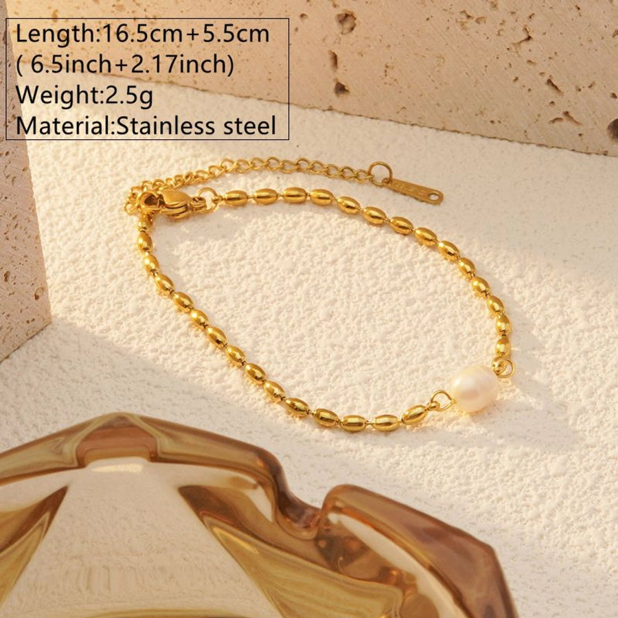 Geometric Stainless Steel Pearl Jewelry Set