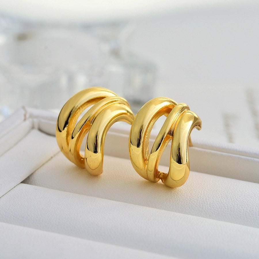 geometric copper ear studs