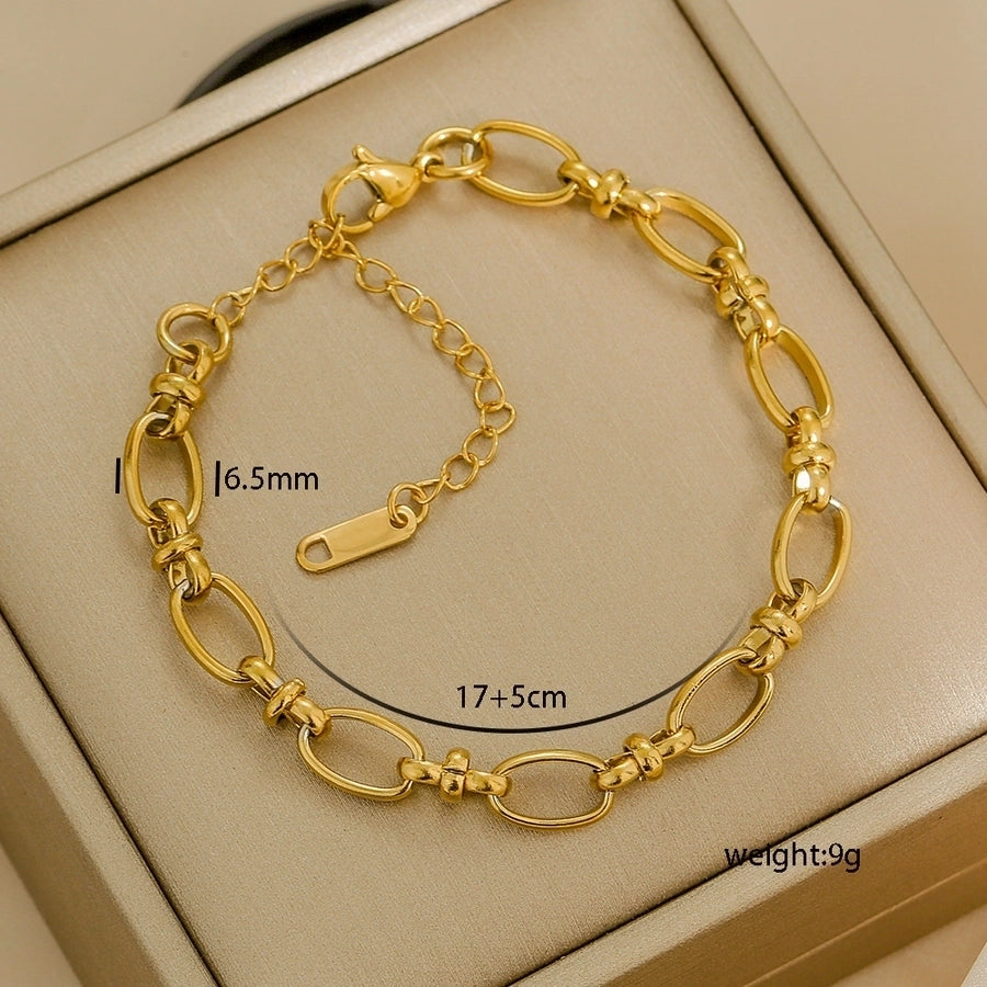 Letter Solid Color Stainless Steel Bracelets