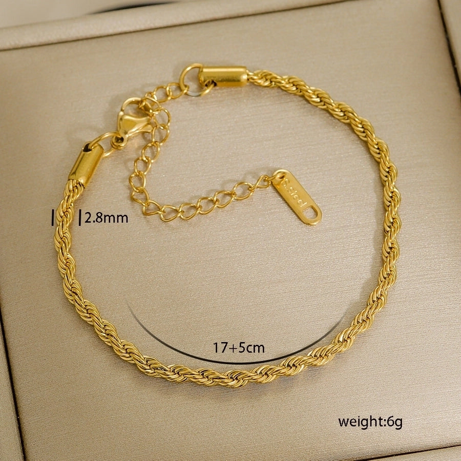 Letter Solid Color Stainless Steel Bracelets
