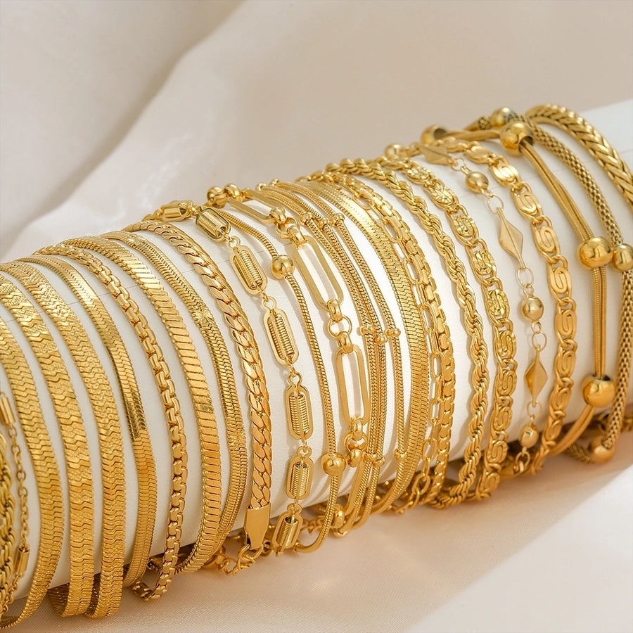 Letter Solid Color Stainless Steel Bracelets