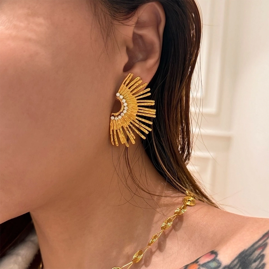 Sun Stainless Steel Earrings Necklace