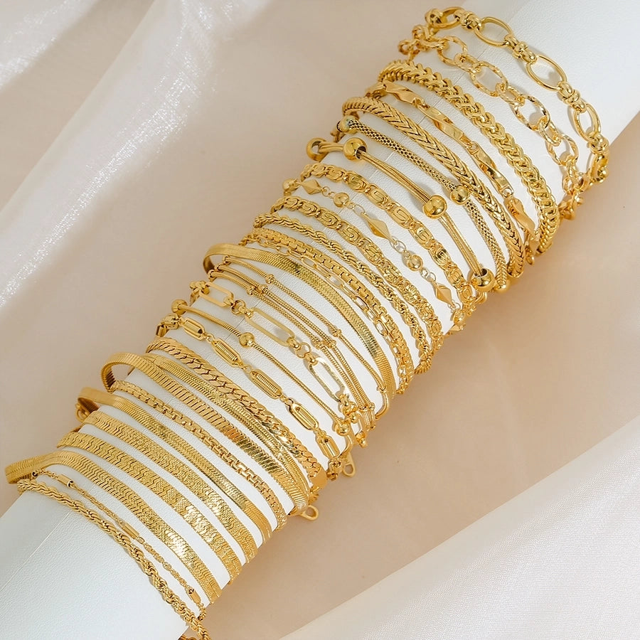 Letter Solid Color Stainless Steel Bracelets