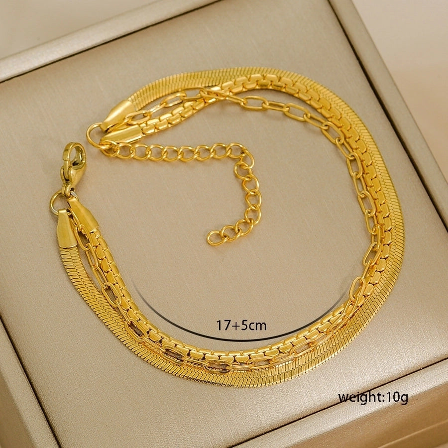 Letter Solid Color Stainless Steel Bracelets