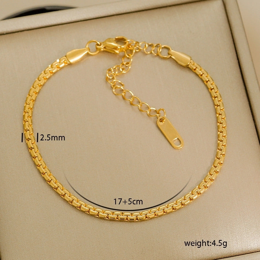 Letter Solid Color Stainless Steel Bracelets