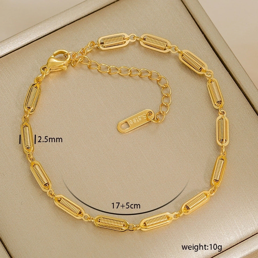 Letter Solid Color Stainless Steel Bracelets