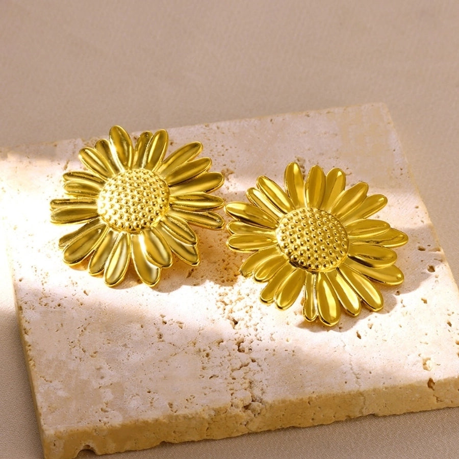 Sunflower Stainless Steel Ear Studs