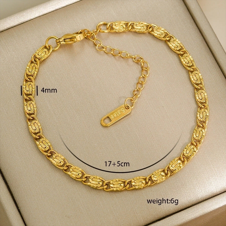 Letter Solid Color Stainless Steel Bracelets