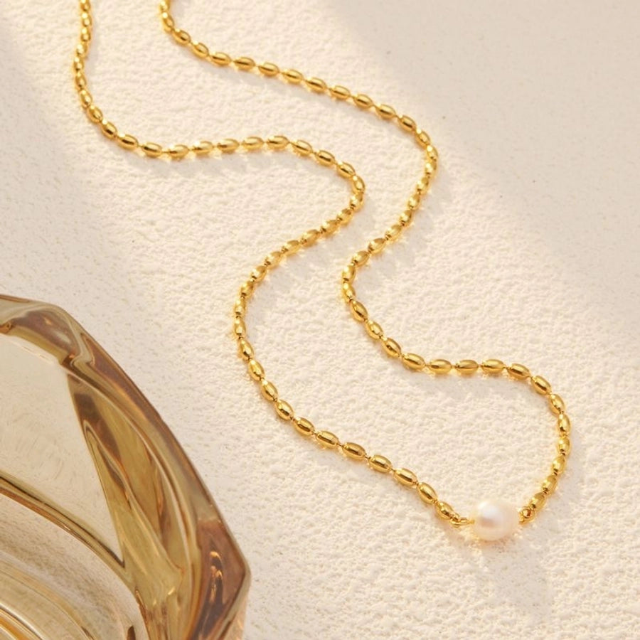 Geometric Stainless Steel Pearl Jewelry Set