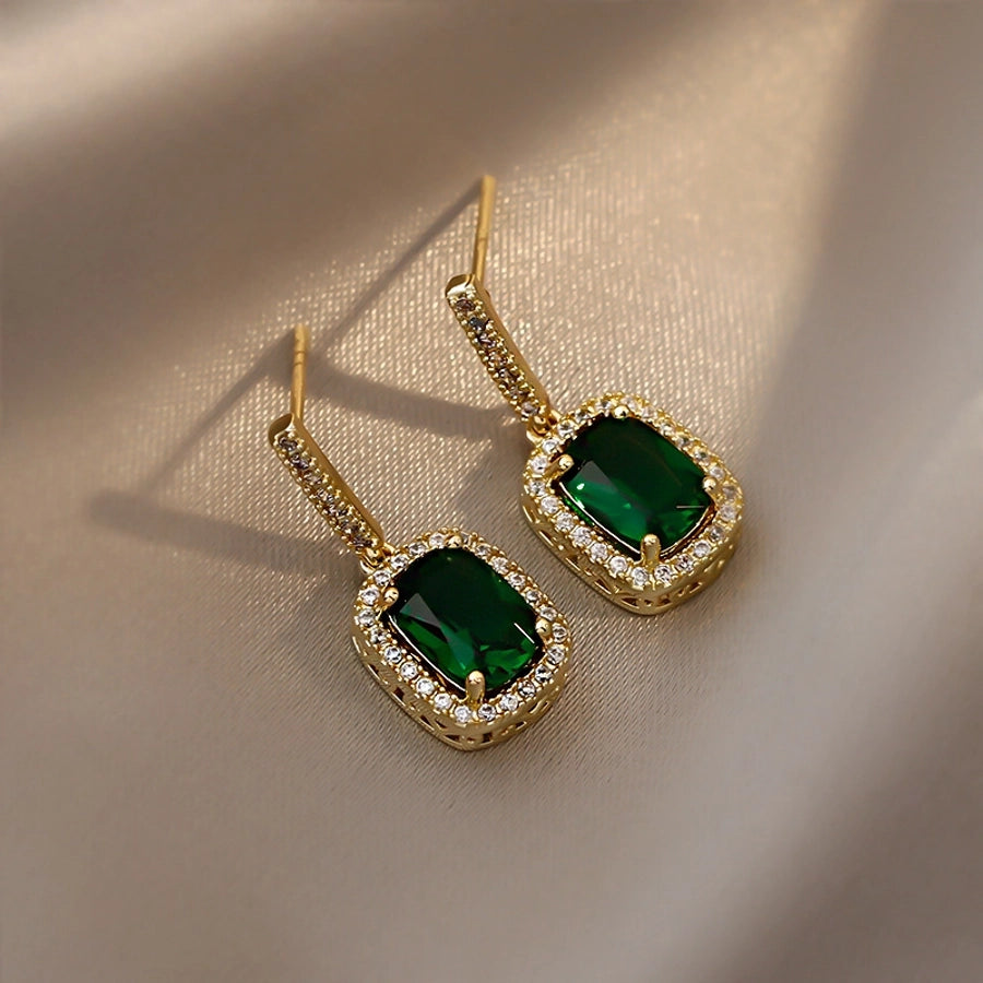 geometric alloy rhinestone earrings