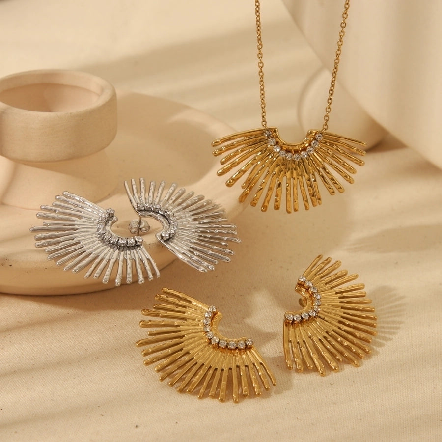 Sun Stainless Steel Earrings Necklace