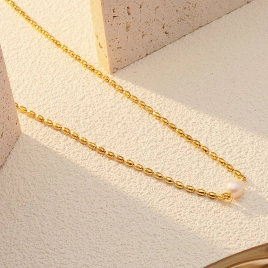 Geometric Stainless Steel Pearl Jewelry Set