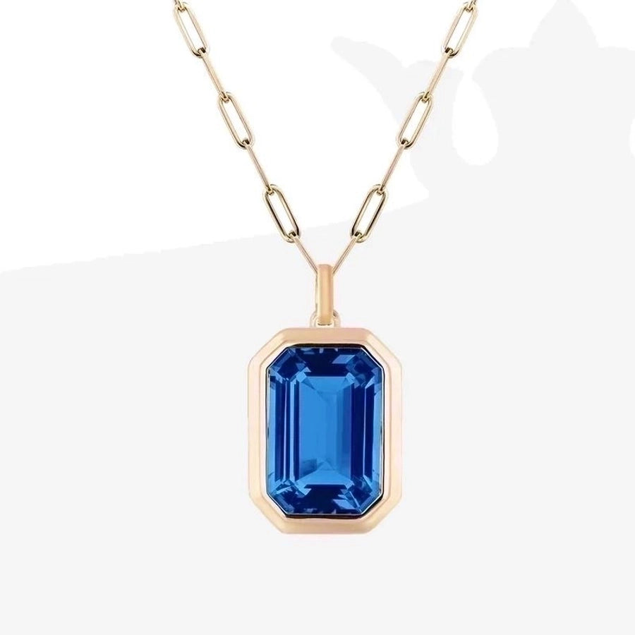 Square Stainless Steel Zircon Necklace