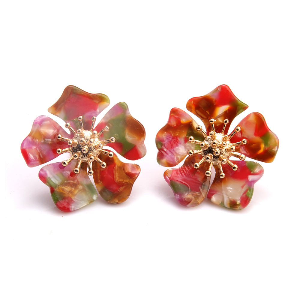 new acetate alloy exaggerated flower earrings