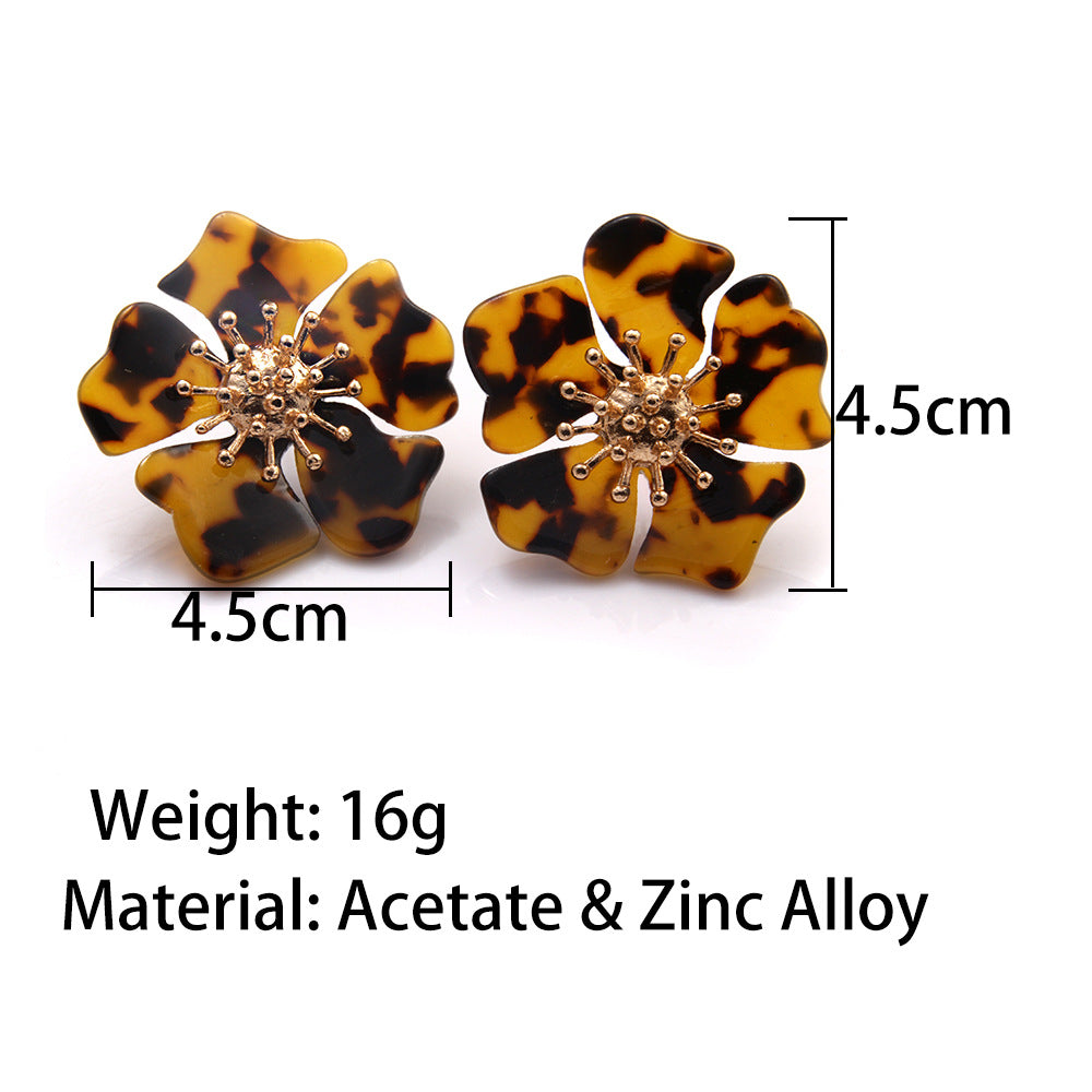 new acetate alloy exaggerated flower earrings