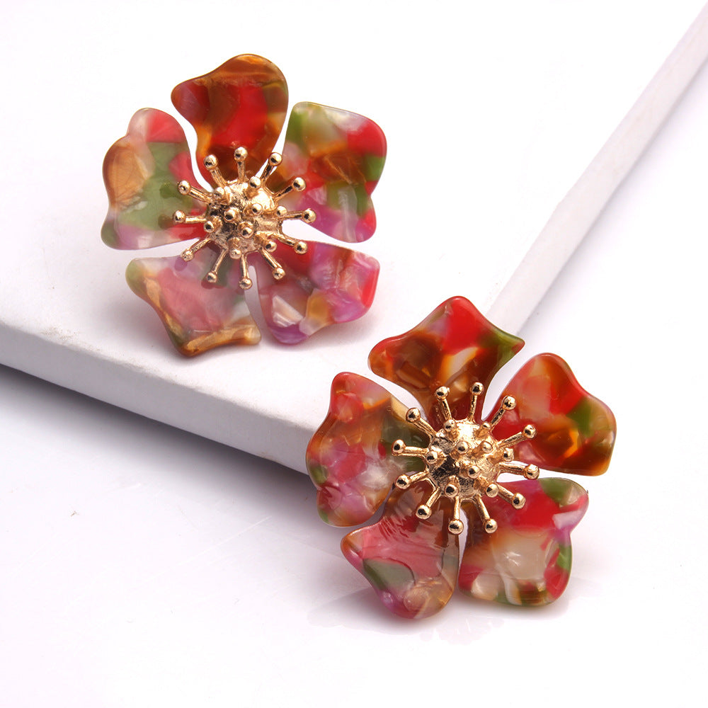 new acetate alloy exaggerated flower earrings