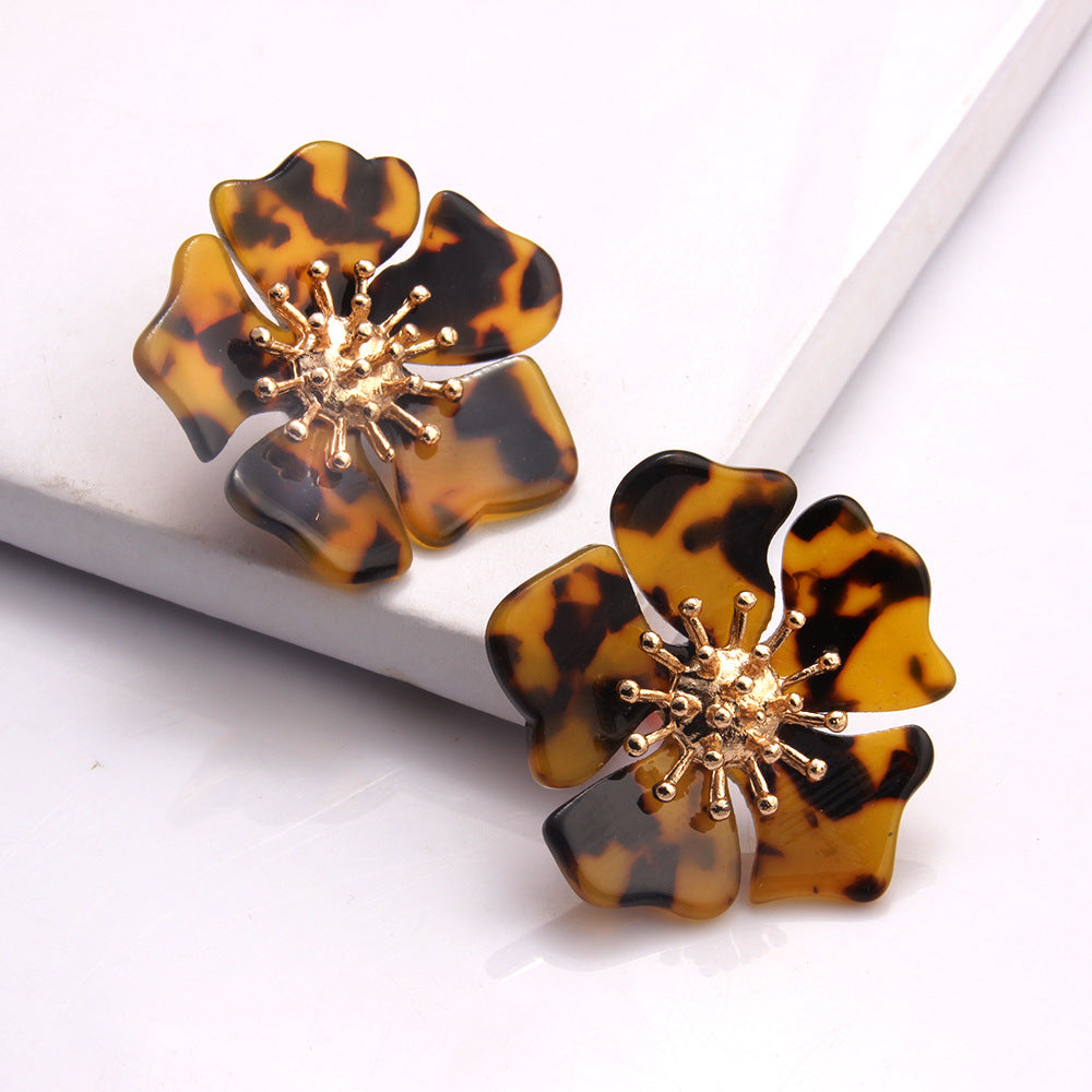 new acetate alloy exaggerated flower earrings